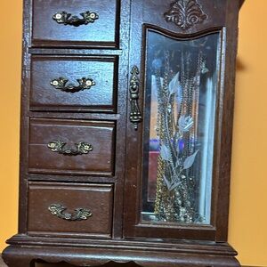 Elegant Wooden Jewelry Box with Glass Door